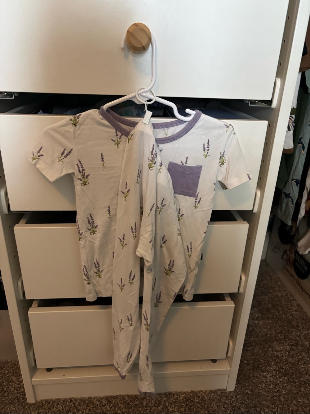 Kyte Lavender Print Short Sleeve Pajama Set - 2T